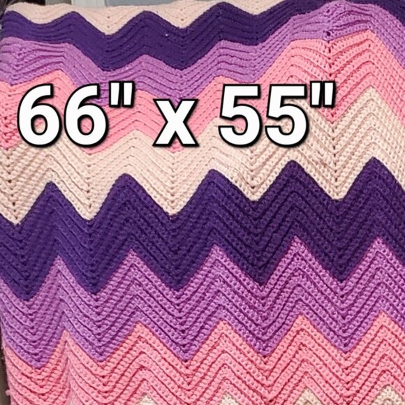 Pink and purple chevron blanket : r/crochet Vintage 70s Handmade Zig Zag Ripple Chevron Herringbone Pink & Purple Blanket